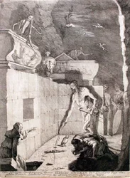 Saul spricht mit Samuels Geist bei der Hexe von Endor